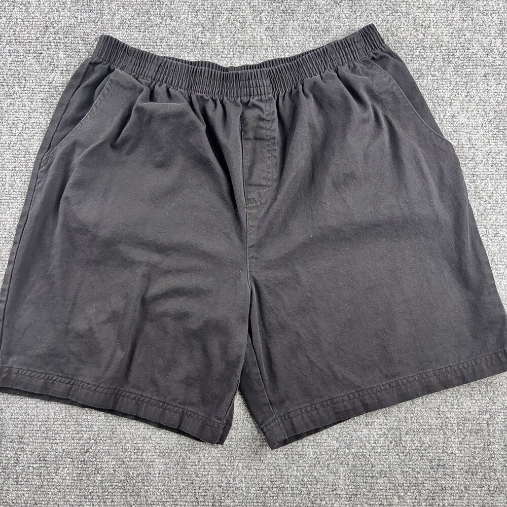 Basic Editions Shorts Mens L Black Cotton Elastic Waist
